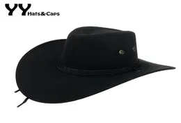 Westamerikanische Herren Cowboy Hüte breit Krempe Reise Hut Cowboy Cowgirl Faux Wildleder Triple Strings Chapeau Homme Cowboy YY18015 T9064693