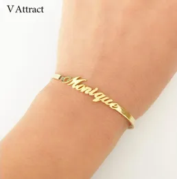 V Attract Personalized Hand Link BFF Jewelry Kpop Custom Name Bracelets Bangles Women Men Bijoux Femme Gold Erkek Bileklik 2018 Y17503485