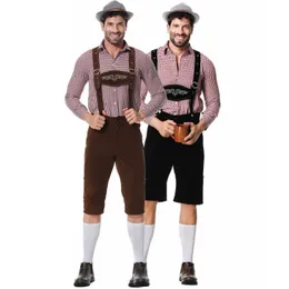 Theme Costume M-XXL new Oktoberfest clothing Men's beer suit suspenders plaid inch shirt German Oktoberfest Q240412