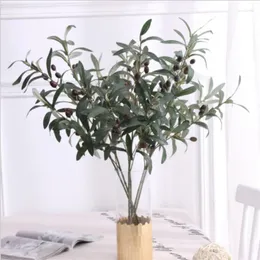 Dekorativa blommor Ten-Forked Artificial Olive Branch With Fruit Flower Plant Home Decoration Wedding