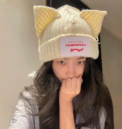 Winter Homemade Minority Design Loverboy Cat Ear Wool Couple Hat Cold Female Autumn and Winter260E9226752