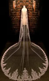 Bridal Veils WhiteIvory 5 Meters Long Wedding Lace Edge Accessories Voile Cathedral Veil Velo De Novia9967412