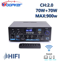 Amplifier woopker Home Power Amplifier AK55 Bluetooth5.0 ch2.0 70W+70W Release the audio systemhigh fidelity bass Support Guita et al.