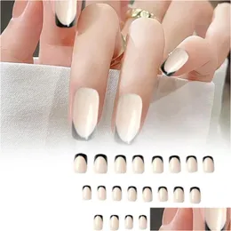 Decorazioni per le nail art 24pcs manicure francese false consigli falsi artificiali salone pressa via per anno di appuntatore di ballo per la consegna di gocce he otkia