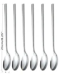 Spoons de aço inoxidável de aço inoxidável de 6pcs amigáveis ecologicamente corretos, colheres de leite de leite de leite de leite de sopa de sopa redonda coreana