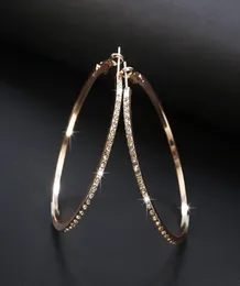 2020 Fashion Hoop Earrings와 Rhinestone Circle Earrings Simple Big Circle Gold Color Loop for Women7561899