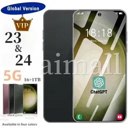 Cale 6,8 5G S24 Ultra komórki telefoniczne odblokowanie ekranu dotykowego telefonu komórkowego telefonu Androidy S23 Smartfon Telefon HD Wyświetlacz Rozpoznanie twarzy 512GB 1 TB Lokalne