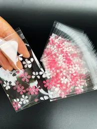 Wrap regalo 100pcs Pink Floral Stampa Auto-guarnizione Sagna Opp Bags Romantic Transparent Piccolo per gli amanti delle feste Friends Regali