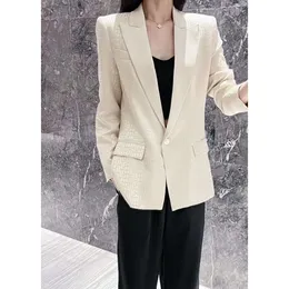 Casacos de trincheira feminina Outono/inverno Jacquard Suit Coat com ácido acético Jacquard Fabric para a parte superior do corpo confortável, terno versátil solto