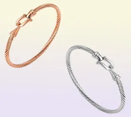 Jóias de moda rosa ouro prateado prata puxulam pulseiras de charme de aço inoxidável pulseira pulseira de jóias para mulheres1809107