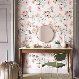 Wallpapers Elegant Pink Floral Peel And Stick Wallpaper Chic Living Room Flower Self Adhesive Sticker PVC Home Furniture Cabinet Decorative