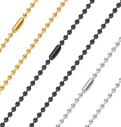 24mm Beads Ball Chains Necklaces Not Fade Stainless Steel Women Fashion Men Hip Hop Jewelry 24 Inch Silver Black 18K Gold Plated 5850765