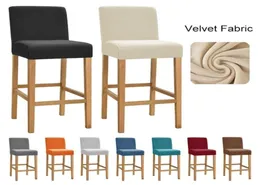 Velvet Fabric Bar Stool Chair Cover Spandex Elastic Short Back Covers för matsal Cafe Banquet Party Small Seat Case 2111165594897