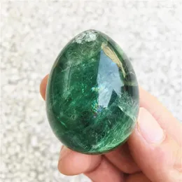 Figurine decorative 5 cm Massaggio al quarzo formale formale in quarzo forma terapia di reiki uovo di fluorite verde come dono