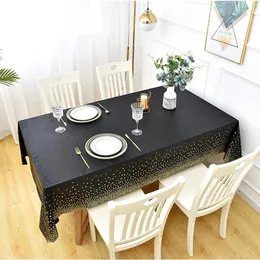 Table Cloth 3 Piece Tablecloth Disposable Black Gold Graduation Theme Party 54 Inch X 108