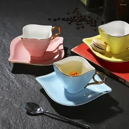 Tassen Untertassen Europäische Keramik Kaffee Tasse Set Bone China High Tea Espresso Taza Ceramica umweltfreundlich zu Hause 50t005
