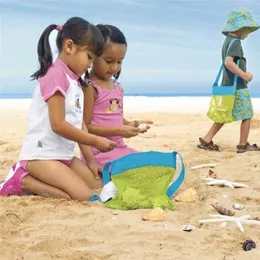 Bolsas de armazenamento por DHL Green Blue Children Mesh Shell Bag Summer Beach Cota Tote Crianças dobráveis Presente