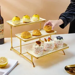 Tallrikar keramisk tårta stativ efterrätt bröd träplatta tre lager vikande roterande bord buffé display frukt bricka