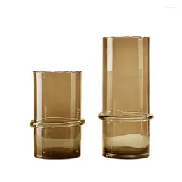 Vasen moderne einfache Glas Vase Dekoration Licht Luxus transparent gerade Rohrblume auf dem Esstisch von