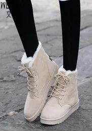 Vinterkvinnor Snöstövlar Fashion Style 2018 Solid Color Female Ankle Boots For Women Shoes Warm Bekväm Botas Mujer ST9032314699