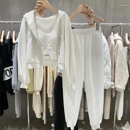Frauenhose Korean Fashion Casual Sweatshirt Set Women Frühlings- und Herbst-Hoodie-Weste dreiteilige Jogginghose Y2K-Kleidung