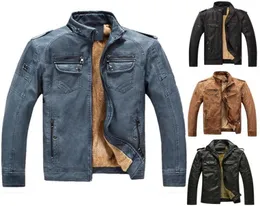 4xl Men Motorcycle Vintage Rock Roll Casual Leather Jacket Men Men осень дизайнерские байкерские карманы PU Кожаные куртки7040901