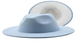 Новая двойная федора шляпа Women Men Men Wide Brim Feel Jazz Hat Hat Ladies Pater Pating Patcwork Chapeau Sombreros de Mujer 50 Colors4989954