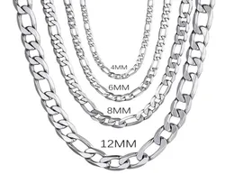 Ketten Men39s 925 Sterling Silber 4mm6mm8mm12mm Bordsteinkubanische Kette Halskette 1630 Zoll für Mann Frauen Mode Schmuck High End 7590961