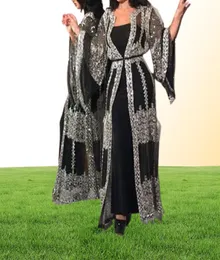 Abaya Dubai Asslim Dress Luxury Stray Slevel requins Embroidery Lace Ramadan Kaftan Islam Kimono Women Black Maxi Dresses7301518