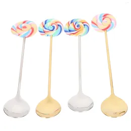 Mugs 4Pcs Stainless Steel Stirring Spoon Coffee Spoons Tea Mixing Lollipop Toppers