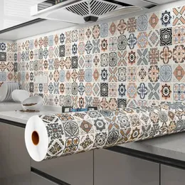 40 cm ölprodukte Küche Möbel Wandkleber Selbstkleber Papel De Parde Badezimmer Fliesen 3D wasserdichte Vinylschrank Wallpaper 240410