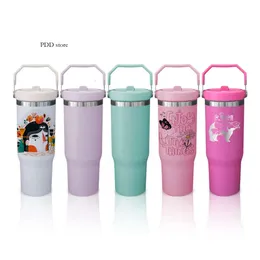 5 30 oz de cores sublimação em aço inoxidável Tumblers com tampas de alça personalizadas pelo expresso LG20 0422 0412