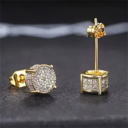 Fancy Round Shaped Stud Earrings Paved Shiny CZ Stone Silver Color/Gold Everyday Fashion Versatile Women's Ear Jewelry