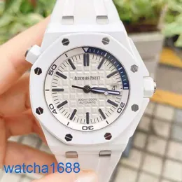 Pulso de pulso AP Montre Royal Oak Offshore Series 15707CB Placa branca de cerâmica Branco Quarto Blue Moda de lazer de lazer