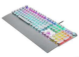 RGB Teclado Mechanical Streaming estilo punk Backlit Gaming Teclas de suspensão Painel de metal com controle de luz e pulso REST2148130