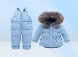 Płaszcz maluch chłopców dziewcząt Ubrania Ubrania dzieci 039s w dół kurtka zima super ciepło z kapturem prawdziwe futra dzieci kostium śniegu gruby 6036726