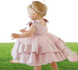 Vestidos de menina039s Nascido Baby Bowot Dress 1 Year Girls 2nd Birthday Tutu Batening vestido Casamento Batismo Roupas Infantil Party WE8319602