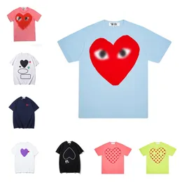 MVCO 고품질 여름 자수 남성 놀이 Tshirts Cdgs T 셔츠는 짧은 슬리브 여자 Des Badge Garcons Heart Red Love de