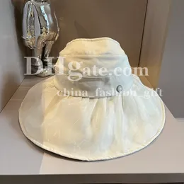 Weitkrempner Eimer Hut Frauen Strand Sonnenhüte Luxus Organza Mesh Hut Exquisite Party Cap Travel Ruffen Visors Hut Hut