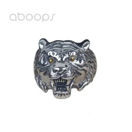 Vintage 925 Sterling Silver Tiger Head Ring for Men WomenAmustable240412