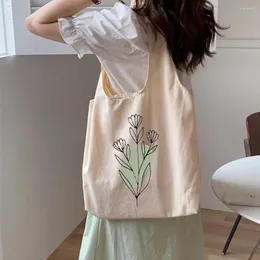 Shoppingväskor retro litterär canvas väska kvinnor axel ulzzang harajuku bomullshoppare damer återanvändbar hand tote