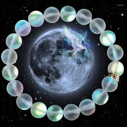 Bangle Mermaid Glass Crystal Moonstone Bransoletki wielokolorowe matowe lśniące kamienna koralikowa bransoletka ręcznie robiona na rękę biżuterię