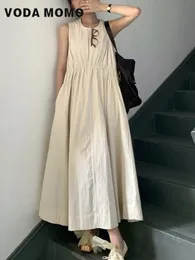 Oneck Aline Summer Summer Loose Elegant Midlength Skirts Маленькие ремешки без рукавов танка платье в Японии Proppy Style 240412
