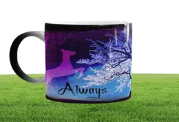環境にやさしい魔法のマグカップは、いつも神秘的な紫色の緑の生活の木の鹿の色を変えるカップクリエイティブギフト5105941