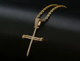 MEN039S Ювелирные изделия 3 мм 24 -дюймовая веревка цепь Iced Cross Cross Cross Counte Collece Gold Silver Men Women Hiphop Jewelry Whos2705688