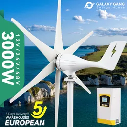 EU -Lieferangabe kostenlos 3000W kleine Windturbine 48 V 12 V 24 V 3 Klingen Dynamo mit MPPT Ladung Controller Windmill RV Yacht Farm