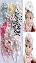 قبعات Baby Infant Turban Donut Flamingo بطبعة كرتون Cartoon Cotton Bowknot Beanie Newborn Turban Hat Kids Skull Caps Bean1282005