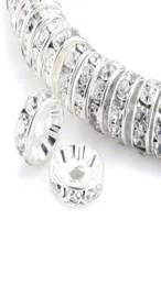 TSunshine Bileşenleri 100 PCS Rondelle Aracılı Kristal Takılar Boncuklar Gümüş Kaplama Çek Rhinestone Gevşek Boncuk Mücevher Yapımı DIY 2511649