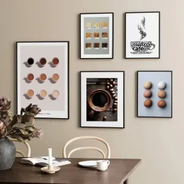 コーヒービスケットトーストパンケーキキャンバスペインティングノルディックポスタープリントリビングルームコーヒークラブバーの装飾のための壁アート写真