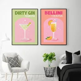 Cocktail Fruit Juice Negroni Martini Whiskey Aperol Spritz Posters Prints Sangria Drink Canvas Painting Club Bar Home Wall Decor